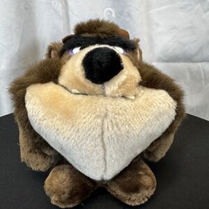 Looney Tunes Tazmanian Devil Taz Plush Stuffed Animal Brown Cute Soft Vintage 8"